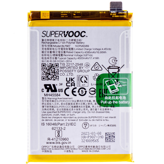 Batterie Oppo Reno8 Lite / Reno8 4G / Reno7 / F21 Pro / F21 Pro 5G, BLP907, Service Pack 4180001