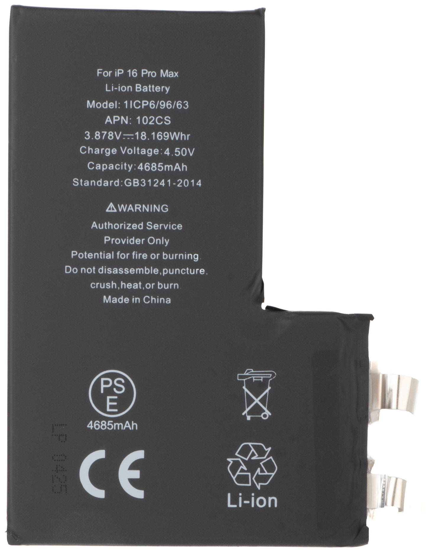 Batterie pour Apple iPhone 16 Pro Max, sans bande Flex BMS