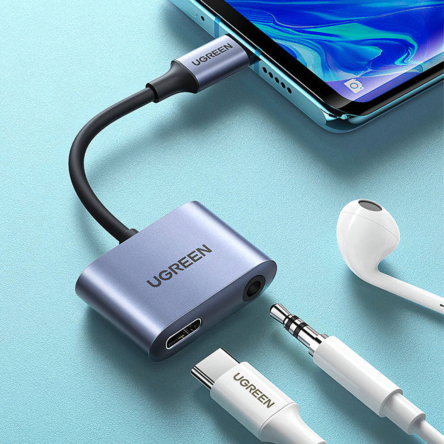 Adaptateur Audio USB-C - 3.5mm / USB-C UGREEN CM231, Gris