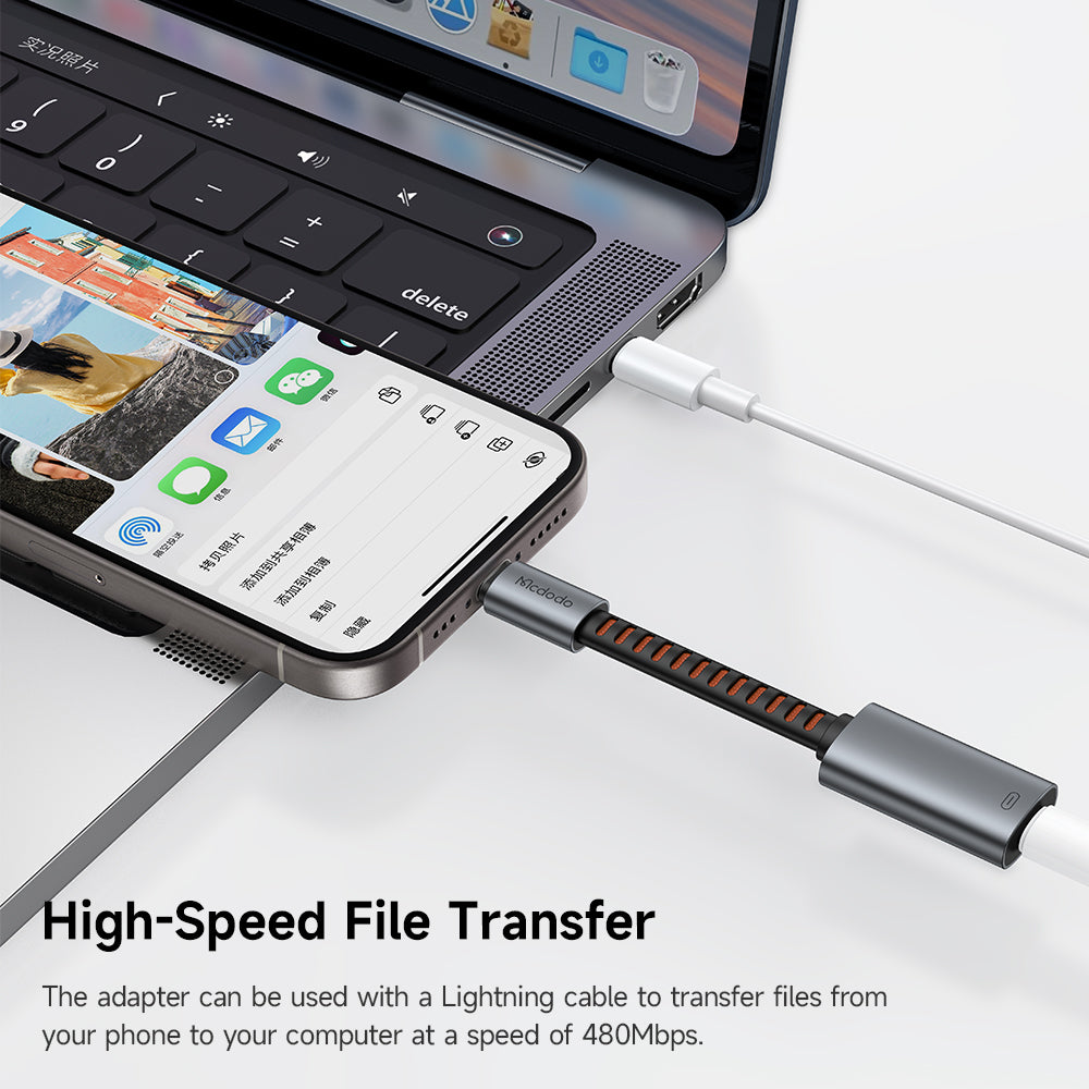 Adaptateur Audio USB-C - Lightning McDodo CA-4870, Gris
