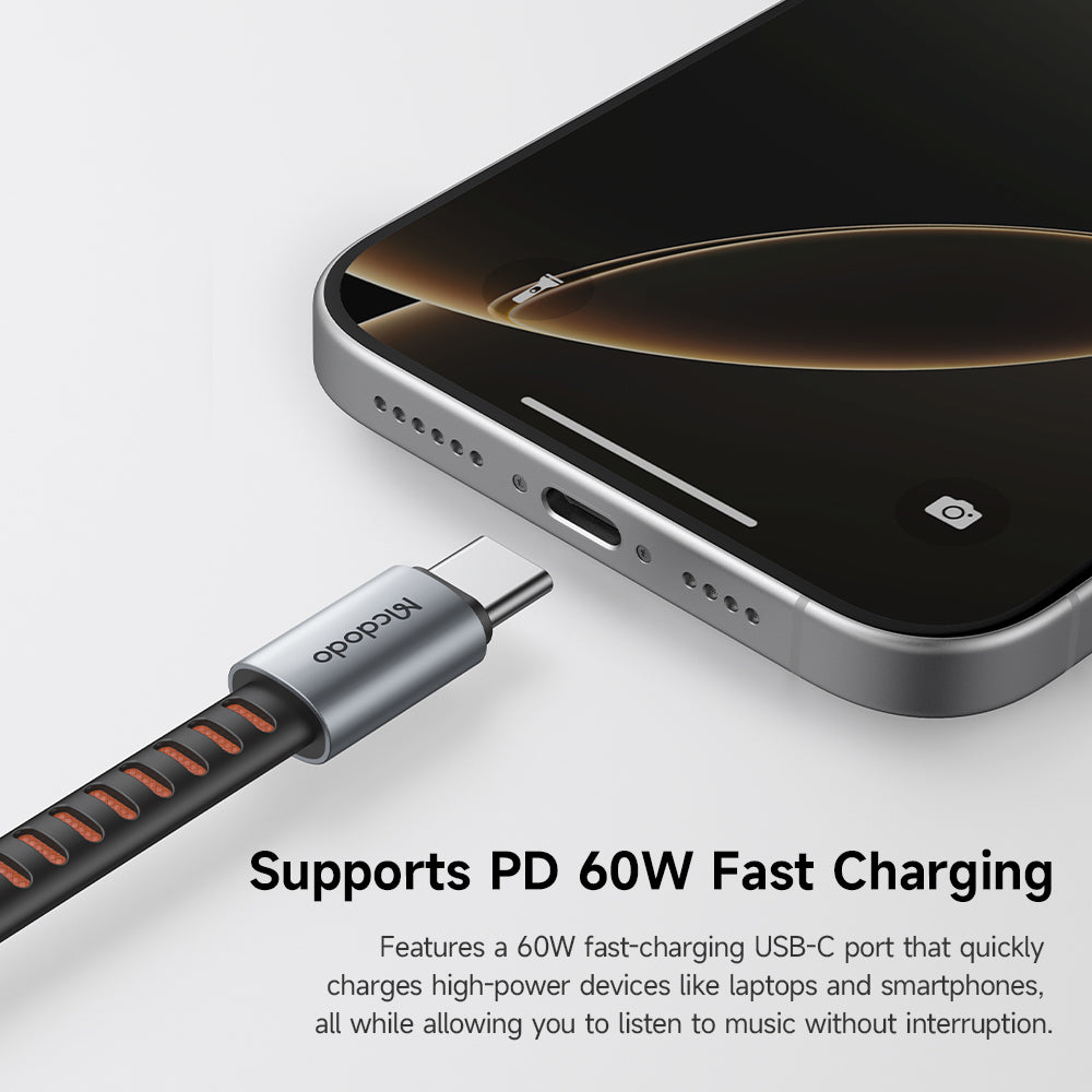 Adaptateur Audio USB-C - USB-C / USB-C McDodo CA-3370, Gris