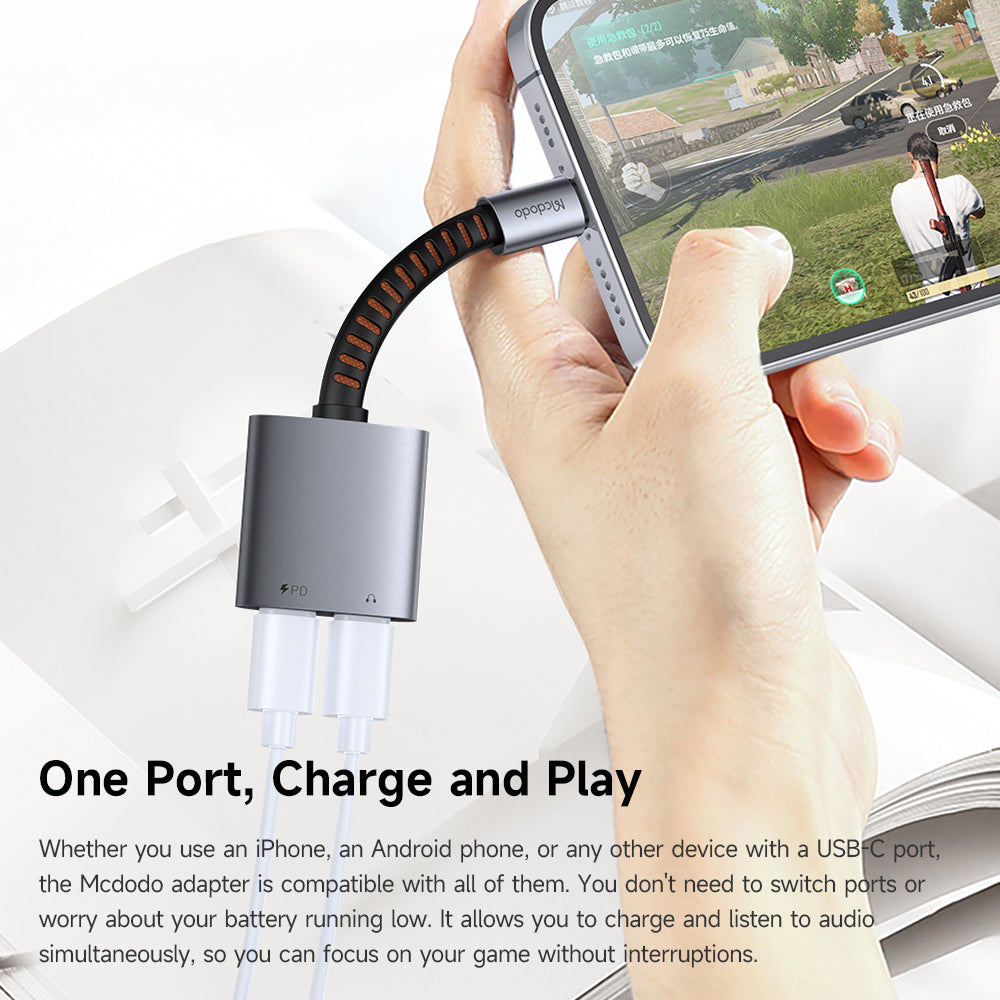Adaptateur Audio USB-C - USB-C / USB-C McDodo CA-3370, Gris