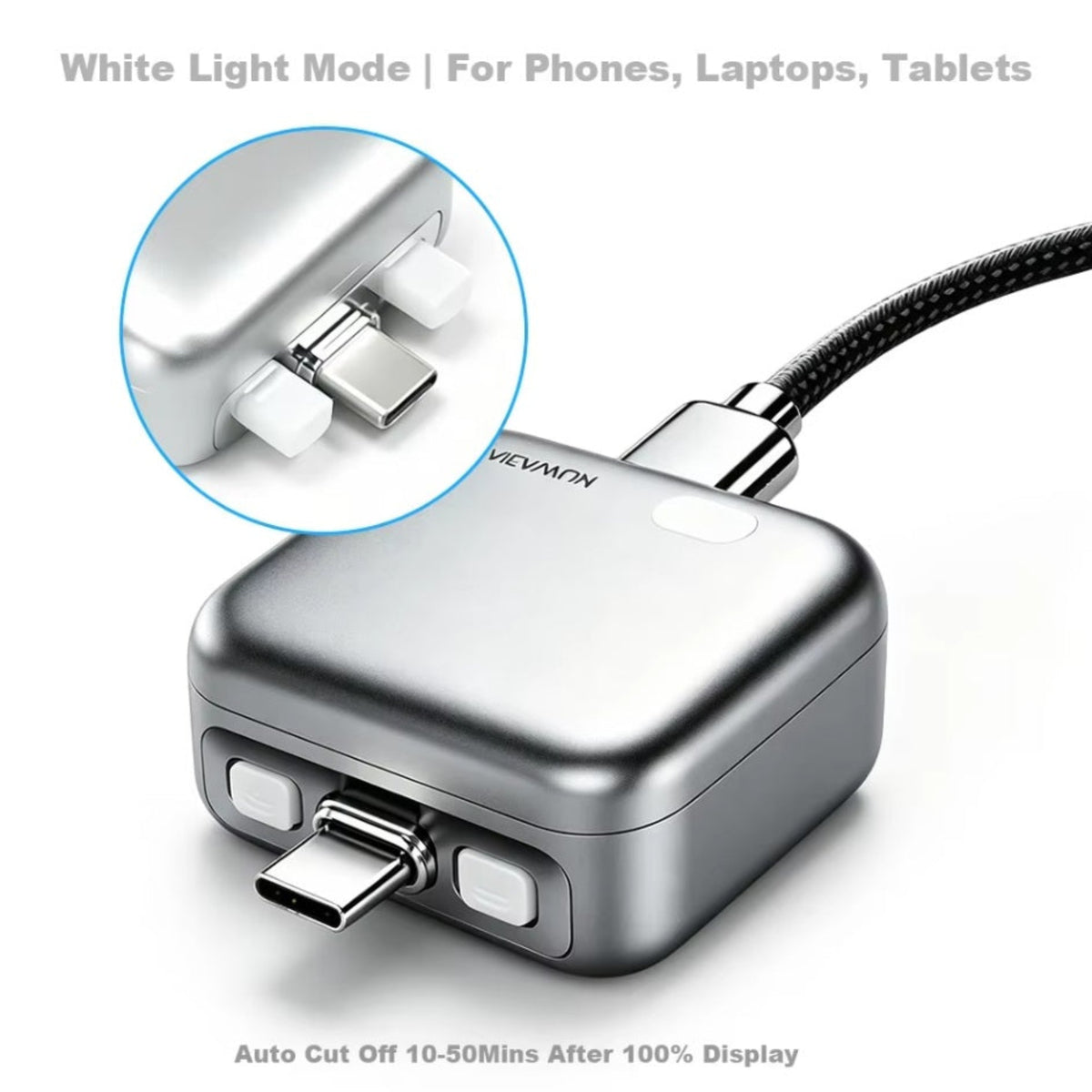 Adaptateur Auto-Disconnect USB-C KUWAJIA KH-51 pour Alimentation avec Déconnexion Automatique et Protection de Batterie, Argenté
