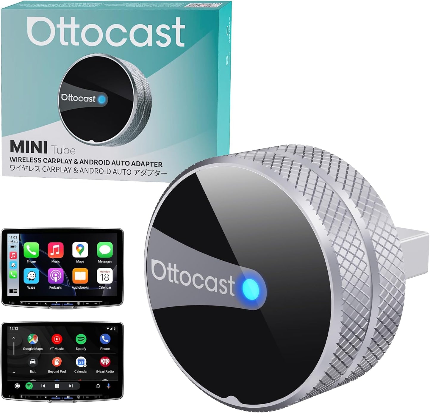 Adaptateur Carplay / Android Auto sans fil Ottocast Mini Slim Tube pour Apple iPhone / série Android CP88-T4