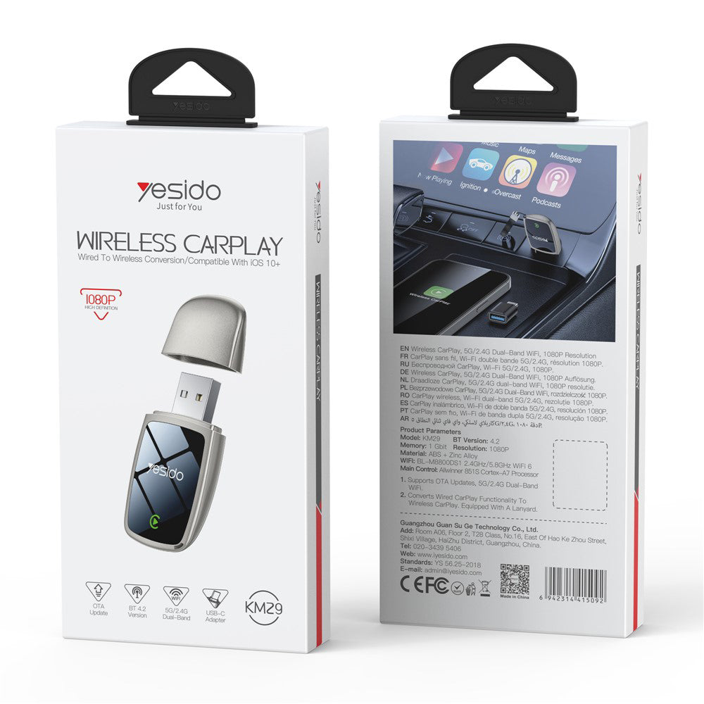 Adaptateur Carplay Sans Fil Yesido KM29 pour la série Apple iPhone
