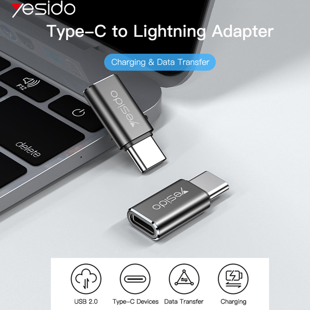 Adaptateur de Données et de Chargement Lightning - USB-C Yesido GS22, Gris