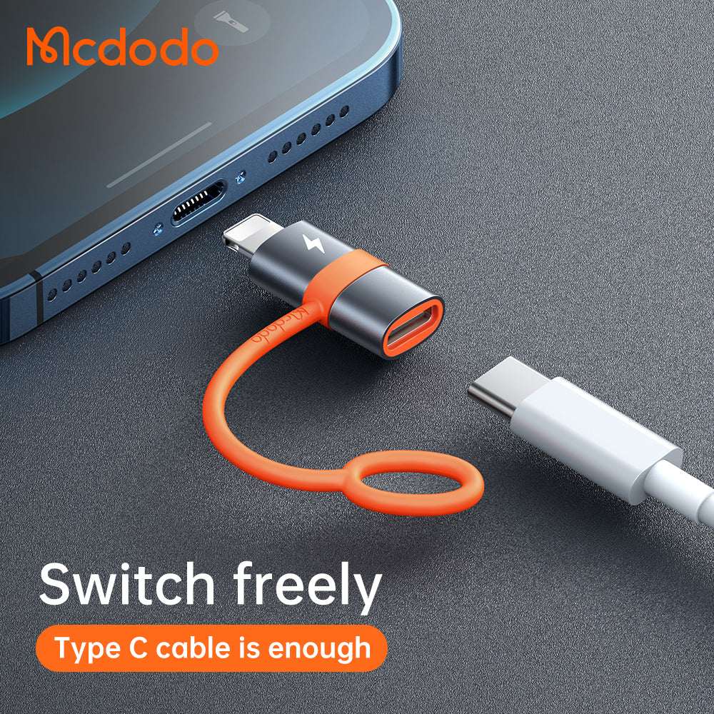 Adaptateur de données et de charge USB-C - Lightning McDodo OT-0510, Gris