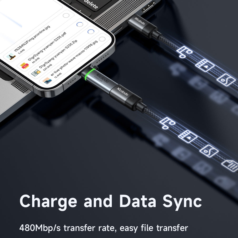 Adaptateur de Données et de Charge USB-C - Lightning McDodo OT-2590 Power Off, Noir