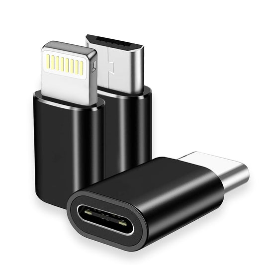 Adaptateur de données et de charge USB-C - Lightning / microUSB / USB-A Techsuit A19 TriFlashX 3en1, Noir