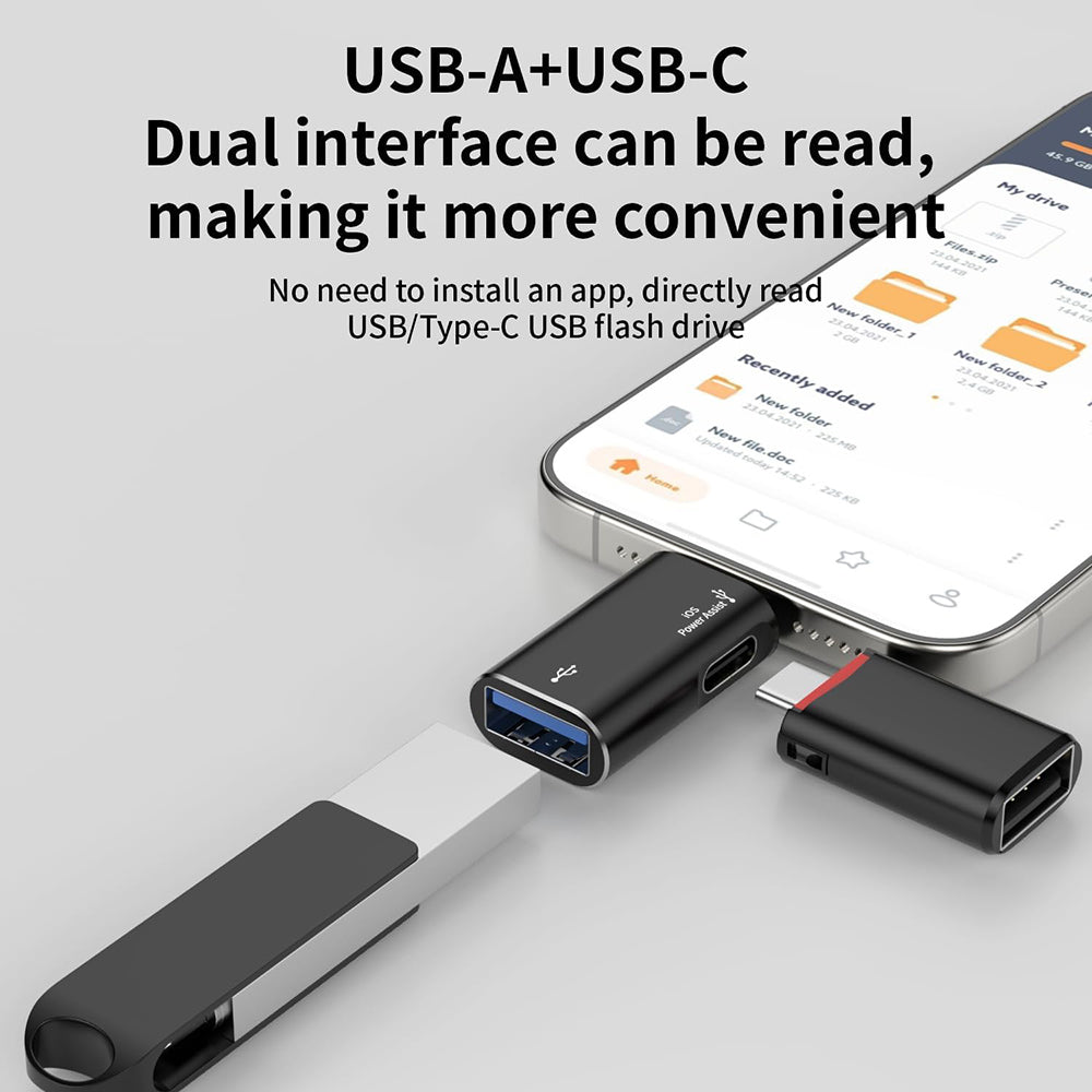 Adaptateur OTG Lightning - USB-A Techsuit A18 AluVoltX, Noir