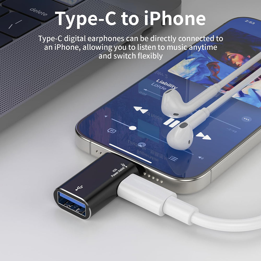 Adaptateur OTG Lightning - USB-A Techsuit A18 AluVoltX, Noir