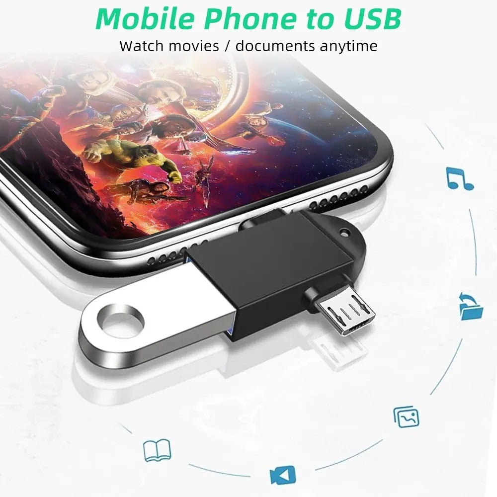 OTG Adapter microUSB / USB-C - USB-A Techsuit A16 TwoVoltX, Black