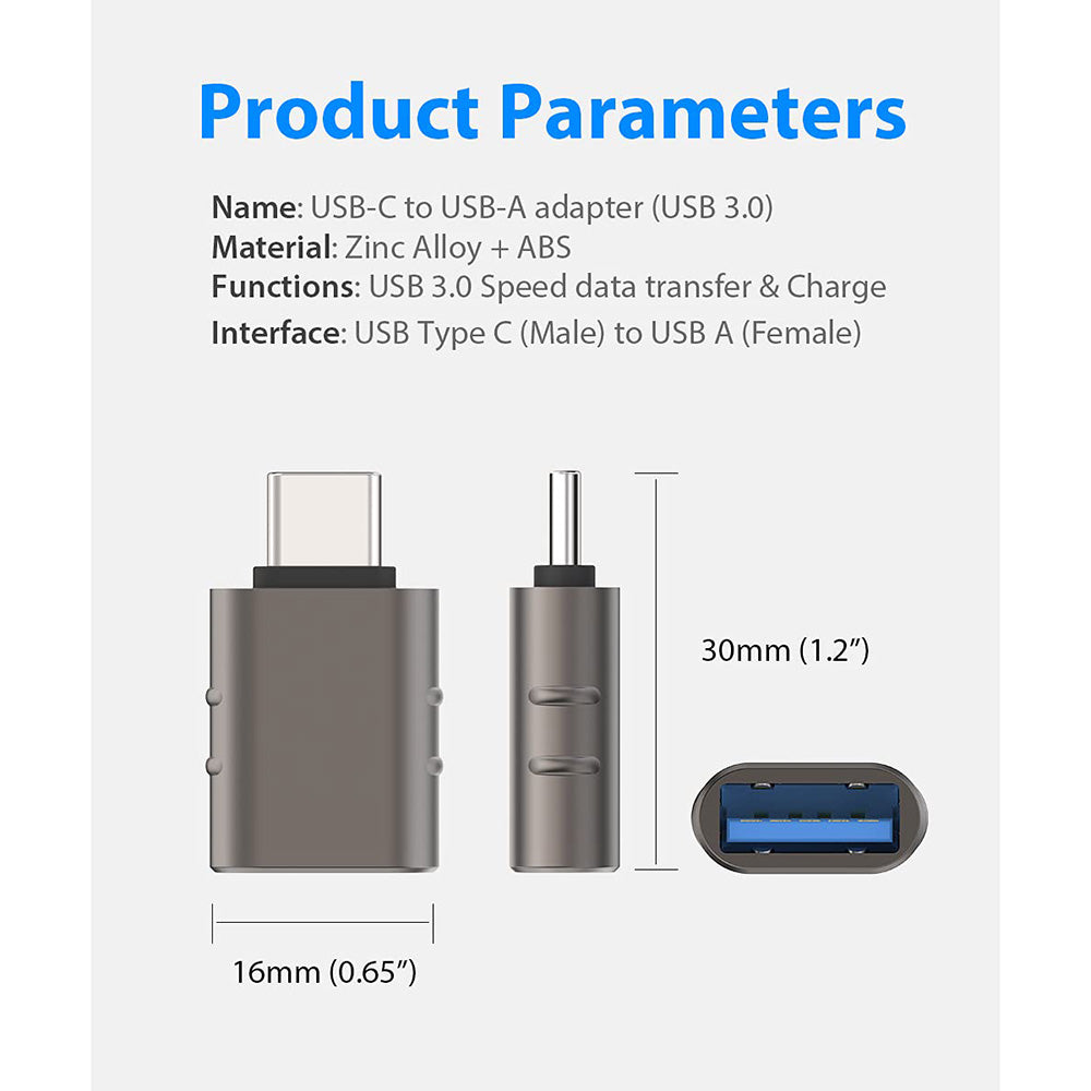 Adaptateur OTG USB-C - USB-A Techsuit A10 SlateVolt, Gris