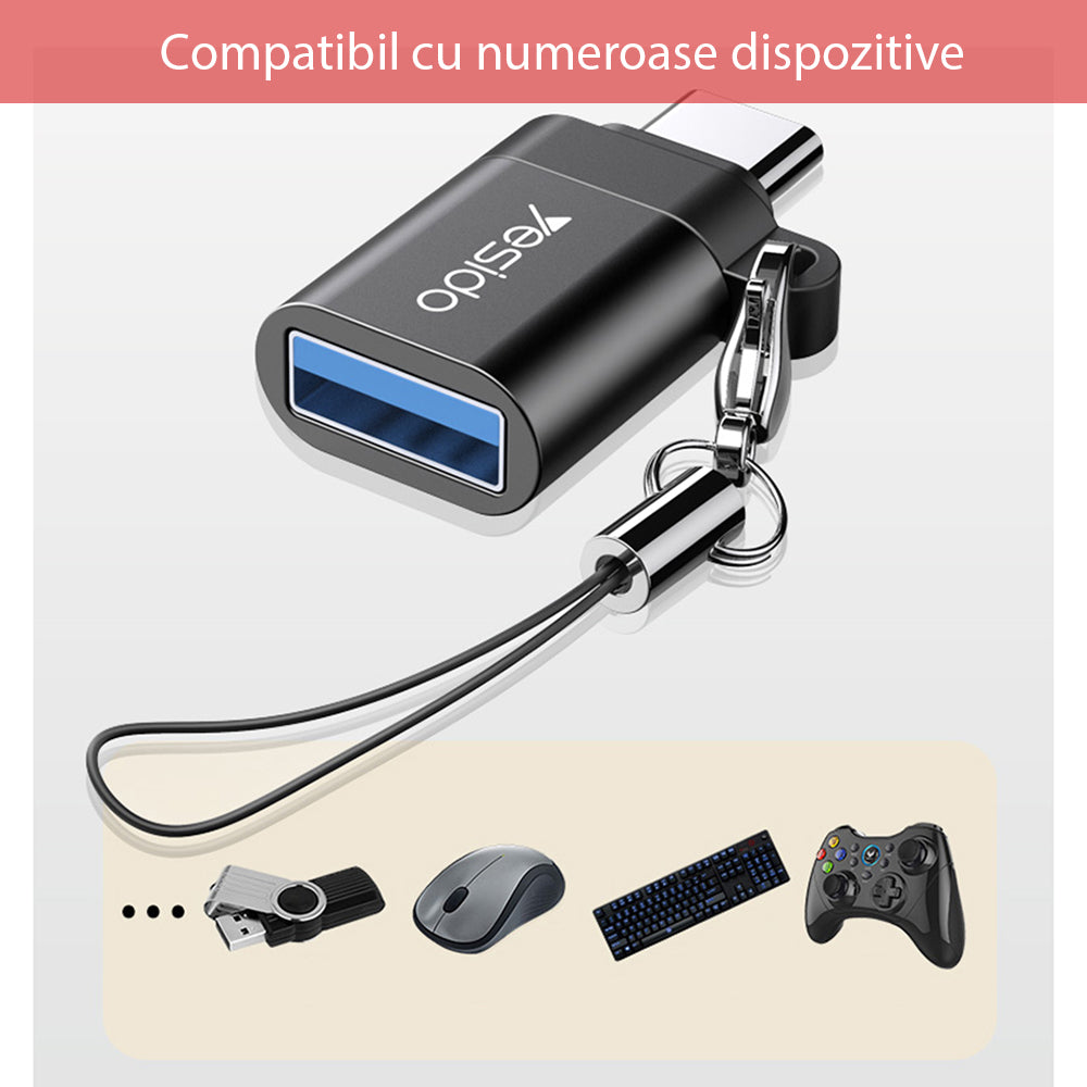Adaptateur OTG USB-C - USB-A Yesido GS06, Noir