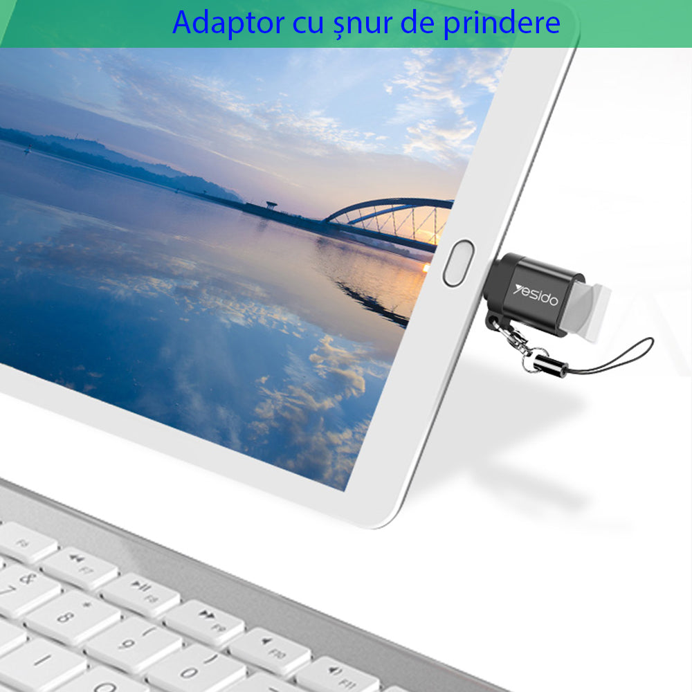 Adaptateur OTG USB-C - USB-A Yesido GS06, Noir