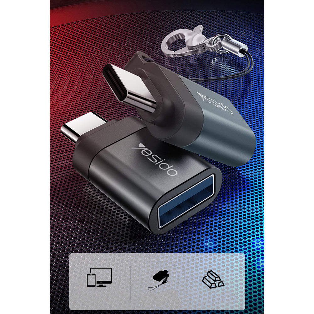 Adaptateur OTG USB-C - USB-A Yesido GS06, Noir