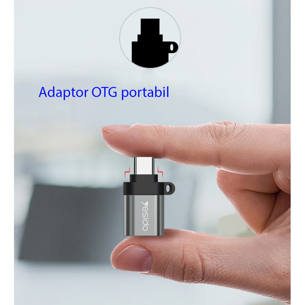 Adaptateur OTG USB-C - USB-A Yesido GS06, Noir
