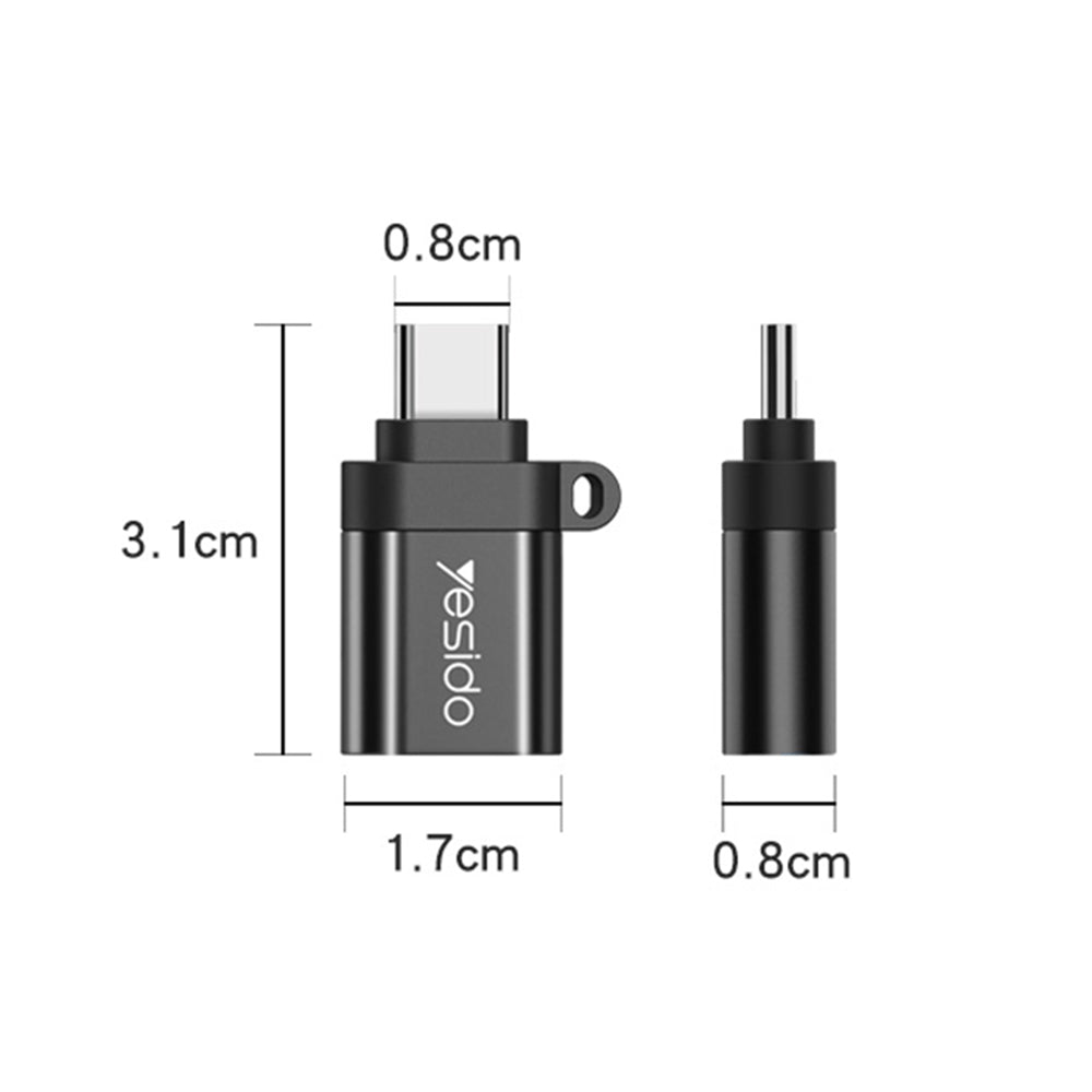 Adaptateur OTG USB-C - USB-A Yesido GS06, Noir