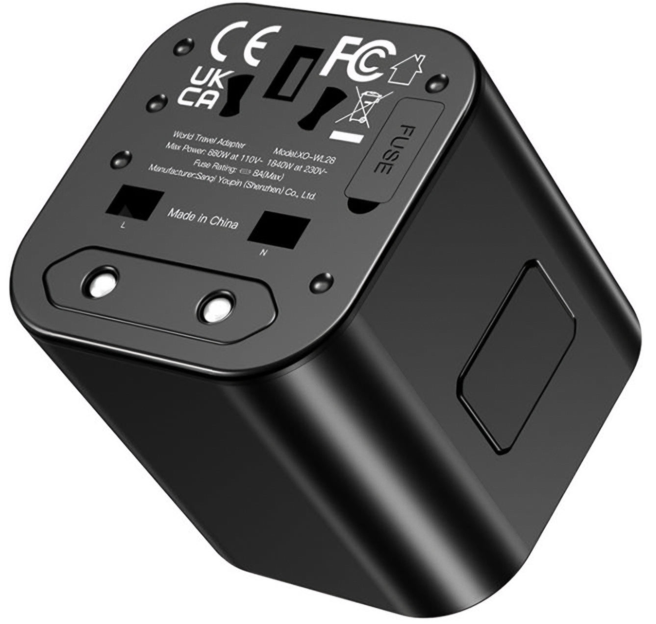 Adaptateur Réseau XO Design WL28 Travel US / UK / AU / CN / EU, Noir