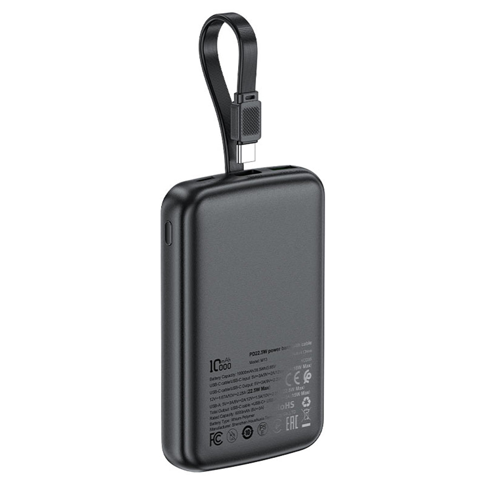 Batterie Externe Acefast M13, 10000mAh, 22.5W, QC + PD, 1 x USB-A - 2 x USB-C, Noire