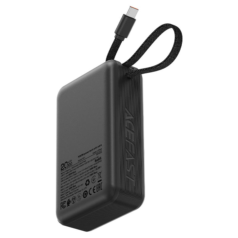 Batterie Externe Acefast M21, 20000mAh, 65W, QC + PD, 1 x USB-A - 2 x USB-C, Noire
