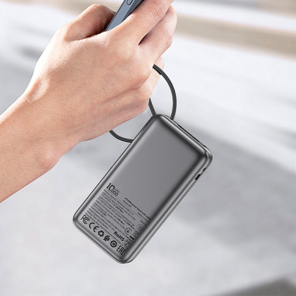 Batterie Externe Acefast M7, 10000mAh, 30W, QC + PD, 1 x USB-A - 2 x USB-C, Noire.