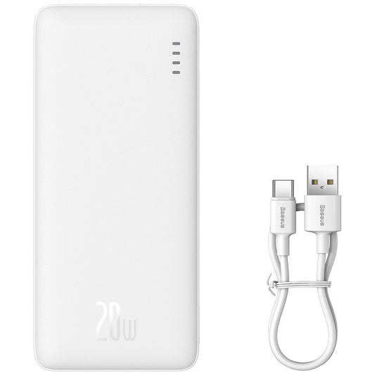 Batterie Externe Baseus Airpow, 10000mAh, 20W, QC + PD, 1 x USB-A - 1 x USB-C, Blanche