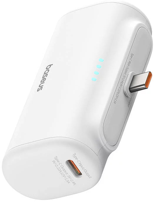 Batterie Externe Baseus Compact, 5000mAh, 20W, PD, 2 x USB-C, Blanche P10068306213-00