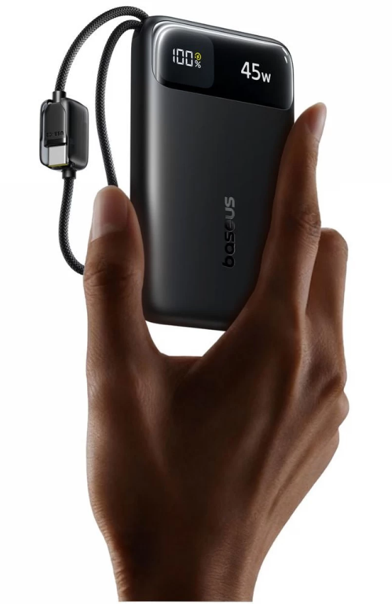 Batterie Externe Baseus EnerFill FC11, 10000mAh, 45W, QC + PD, 1 x USB-A - 3 x USB-C, Noire E0031000
