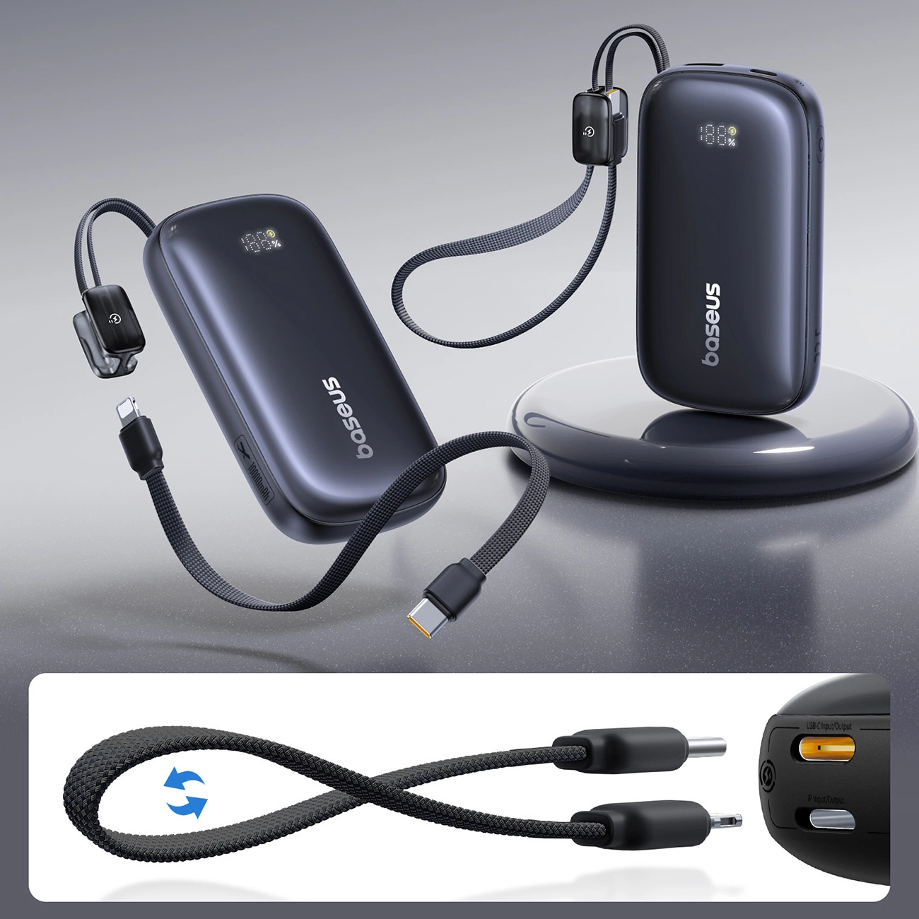 Baseus EnerFill FC21 QPow 3 Ultra External Battery, 10000mAh, 22.5W, QC + PD, 1 x USB-A - 1 x USB-C, Black