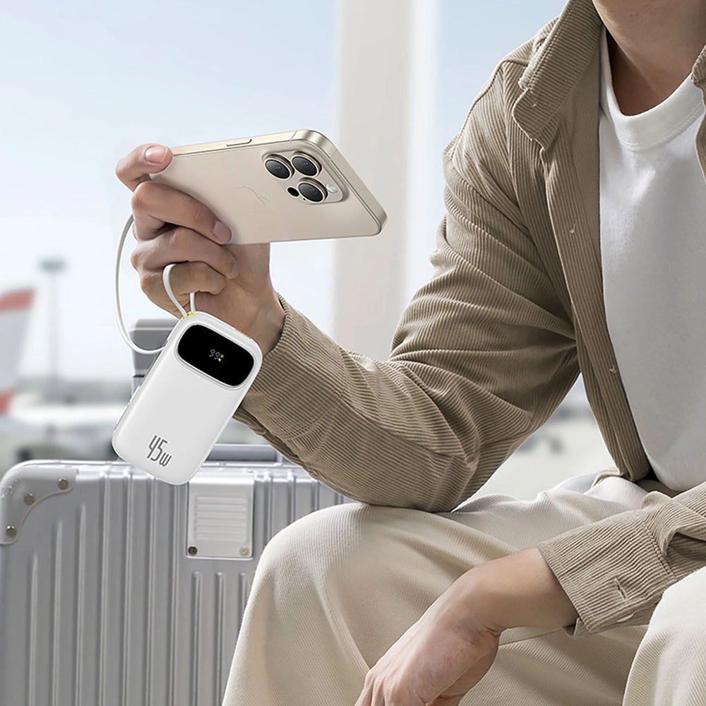 Batterie Externe Baseus EnerFill FC31 Qpow 3, 10000mAh, 45W, QC + PD, 1 x Lightning - 1 x USB-A - 2 x USB-C, Blanche E0028C01