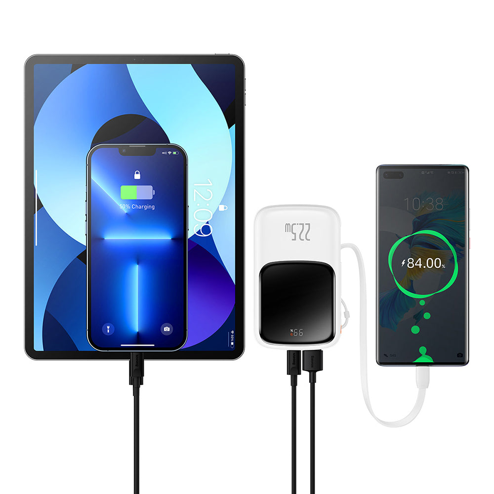 Batterie Externe Baseus Qpow Pro, 10000mAh, 22.5W, QC + PD, 1 x USB-A - 2 x USB-C, Blanche PPQD020102