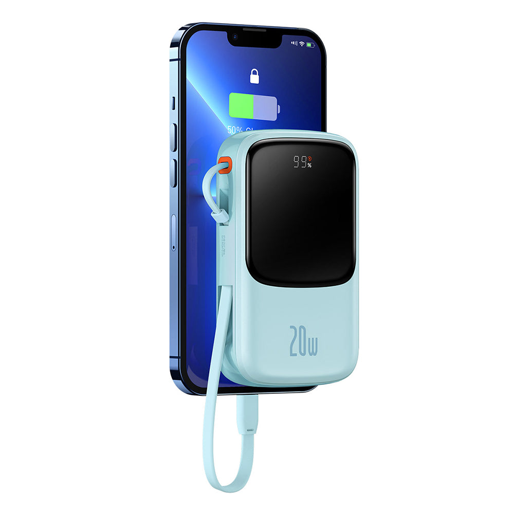 Batterie Externe Baseus Qpow Pro, 20000mAh, 20W, QC + PD, 1 x Lightning - 1 x USB-A - 1 x USB-C, Bleue PPQD030003