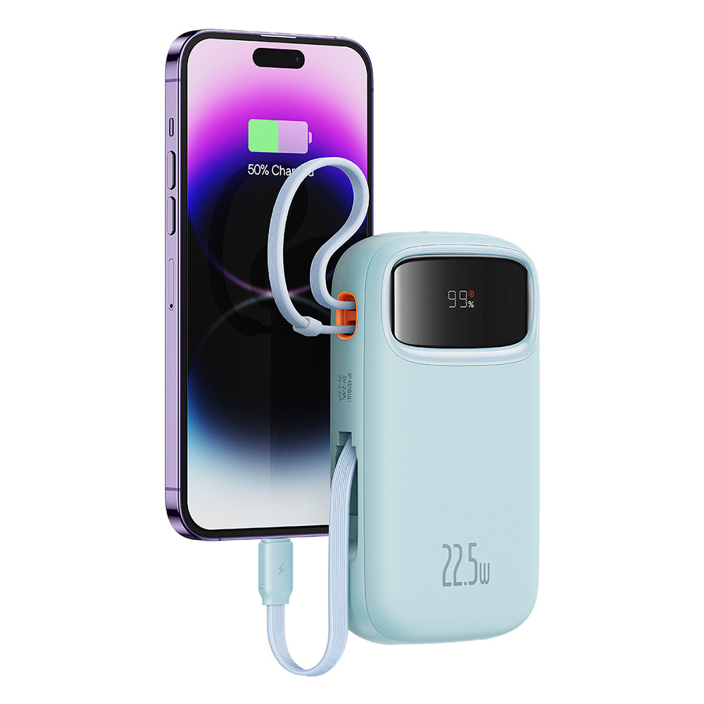 Baseus Qpow Pro+ External Battery, 20000mAh, 22.5W, QC + PD, 1 x Lightning - 1 x USB-A - 2 x USB-C, Blue P10055002313-00