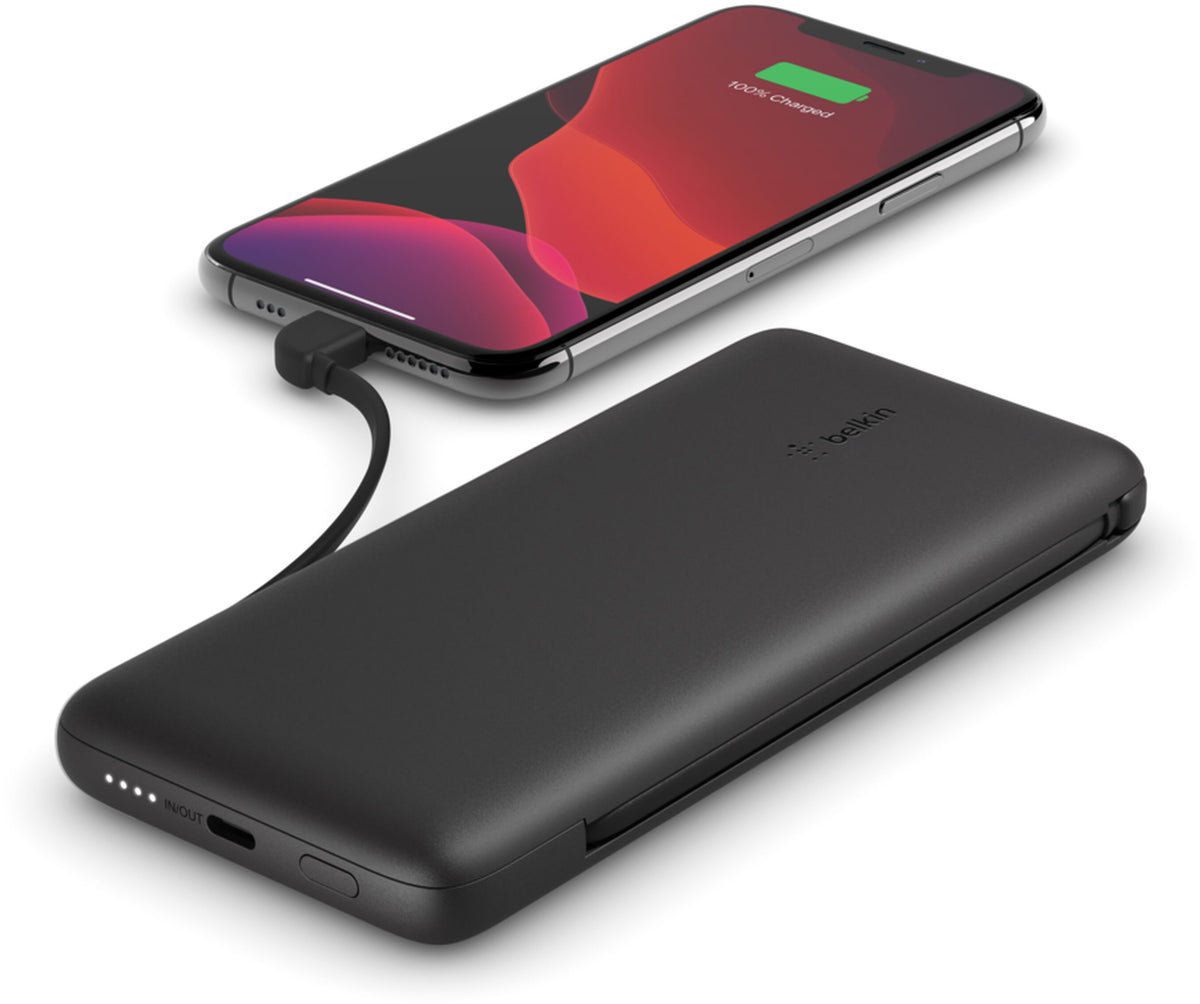 Batterie Externe Belkin BoostCharge Plus, 10000mAh, 23W, QC + PD, 1 x Lightning - 2 x USB-C, Noire BPB006btBLK