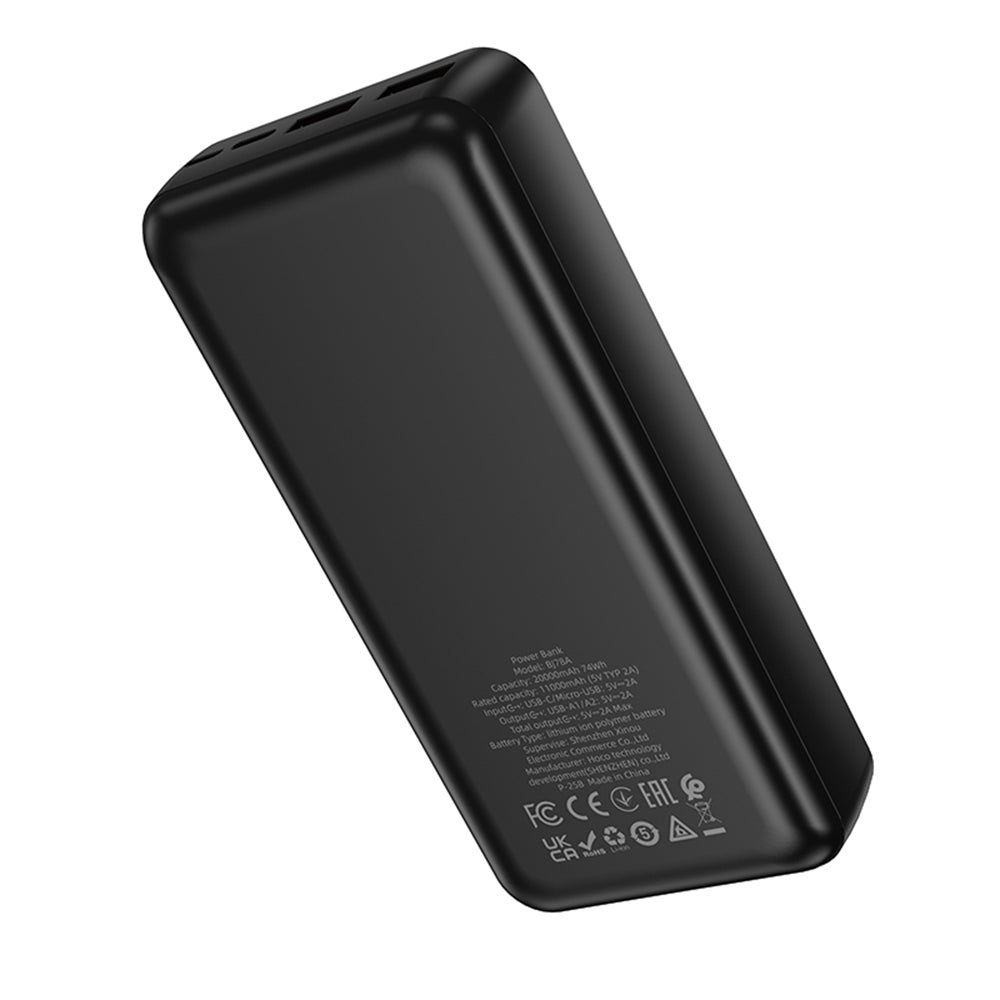Batterie Externe Borofone BJ78A Clever, 20000mAh, 10W, 2 x USB-A, Noire