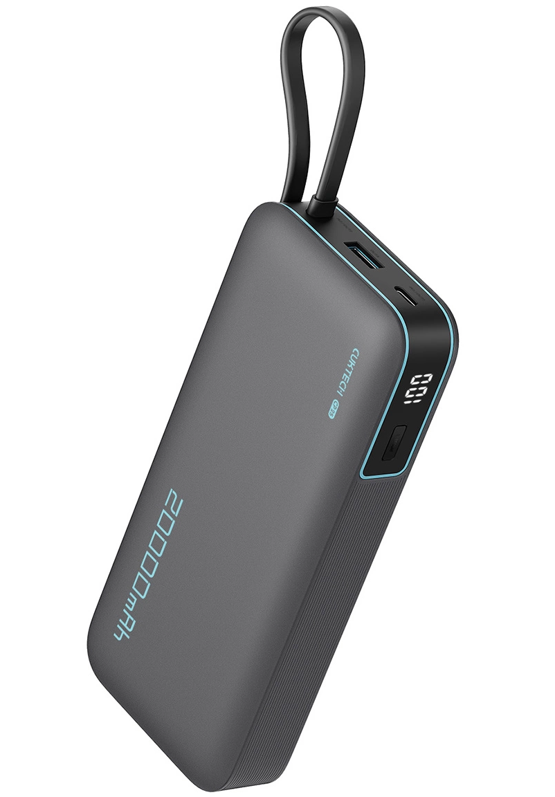 Batterie Externe Cuktech, 20000mAh, 55W, QC + PD, 1 x USB-A - 2 x USB-C, Gris CUKP200NGLDG