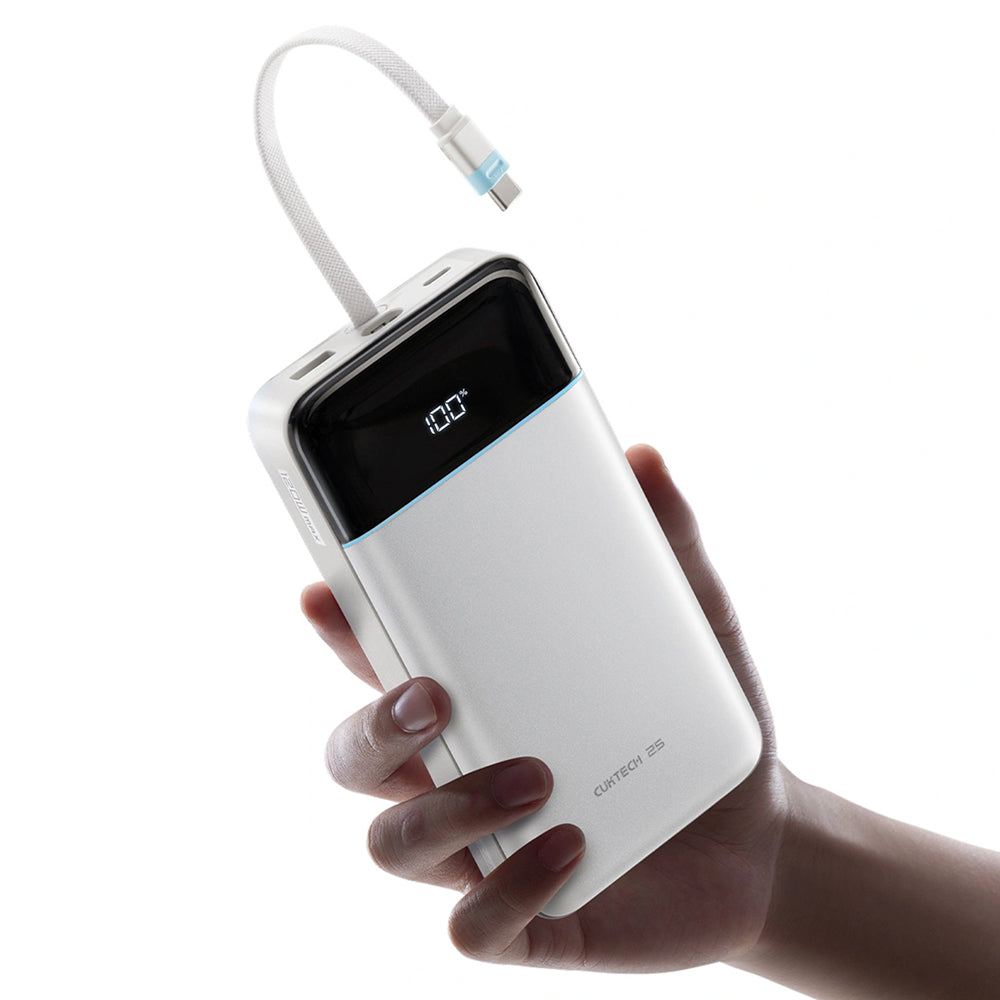 Batterie externe Cuktech LPB252N, 25 000 mAh, 120 W, QC + PD, 1 x USB-A - 2 x USB-C, blanche