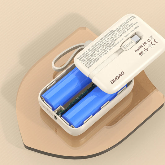 Batterie externe Dudao K14, 10000mAh, 66W, QC + PD, 1 x USB-A - 1 x USB-C, Beige