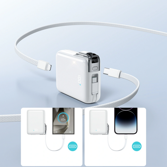 Batterie Externe Joyroom JR-PBF27 Pro, 10000mAh, 30W, QC + PD, 1 x Lightning - 2 x USB-C, Blanche