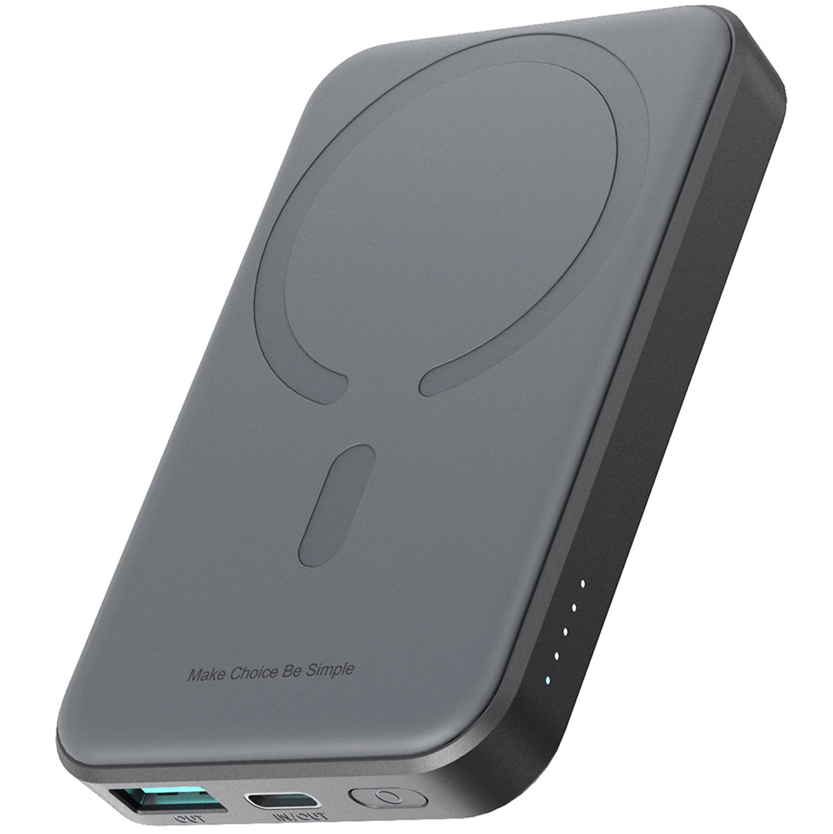 Batterie Externe Sans Fil Joyroom JR-W020 Mini, 5000mAh, 20W, QC + PD + FQI, 1 x QI - 1 x USB-A - 1 x USB-C, Noire