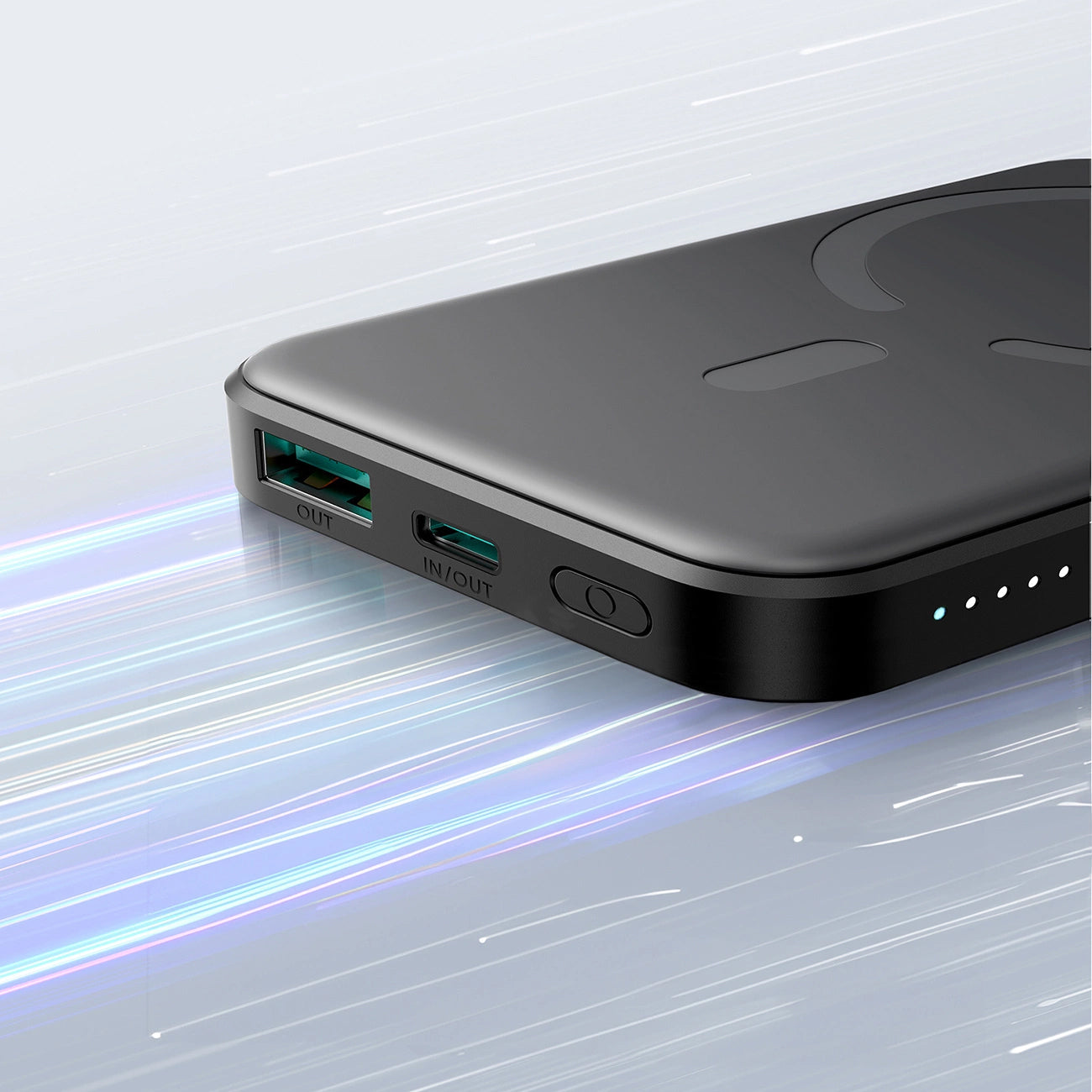 Batterie Externe Sans Fil Joyroom JR-W020 Mini, 5000mAh, 20W, QC + PD + FQI, 1 x QI - 1 x USB-A - 1 x USB-C, Noire
