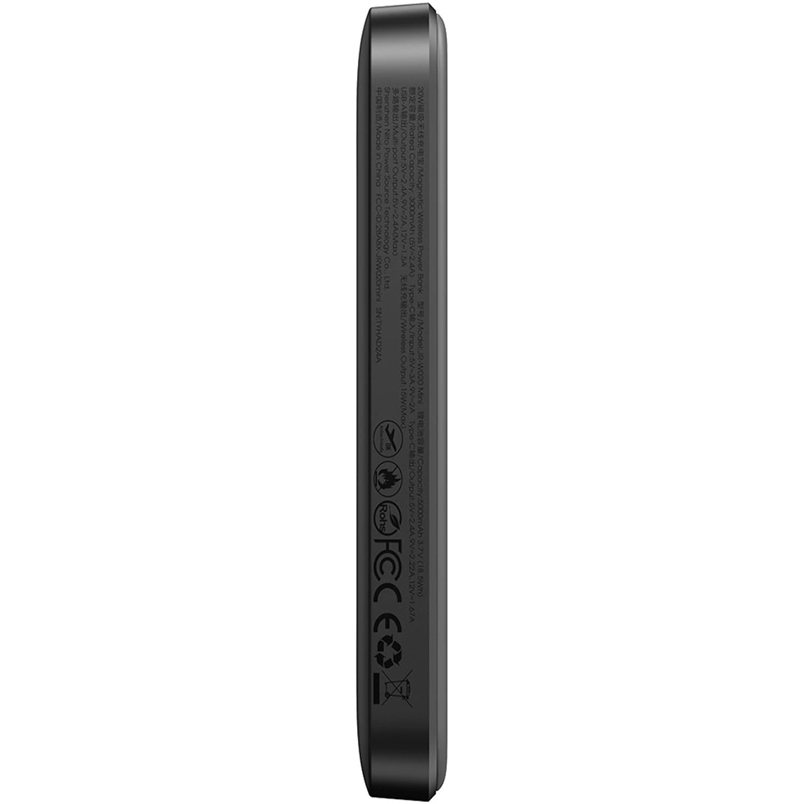 Batterie Externe Sans Fil Joyroom JR-W020 Mini, 5000mAh, 20W, QC + PD + FQI, 1 x QI - 1 x USB-A - 1 x USB-C, Noire