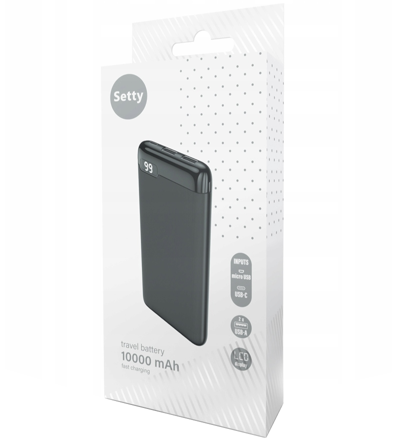 Batterie Externe Setty SPBL-10, 10000mAh, 10W, 2 x USB-A, Noire