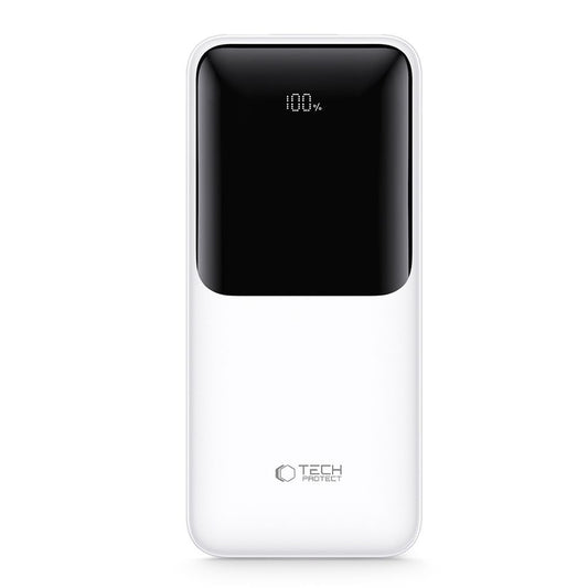 Batterie Externe Tech-Protect PB01, 10000mAh, 22.5W, QC + PD, 1 x USB-C - 2 x USB-A, Blanche