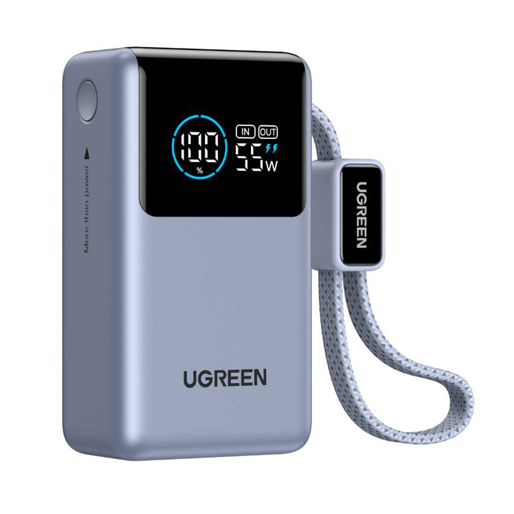 Batterie Externe UGREEN Nexode Pro PB727 (75701B), 10000mAh, 55W, QC + PD, 1 x USB-A - 2 x USB-C, Gris
