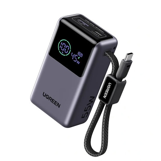 Batterie Externe UGREEN Nexode Pro PB727 (85301B), 10000mAh, 55W, QC + PD, 1 x USB-A - 2 x USB-C, Gris