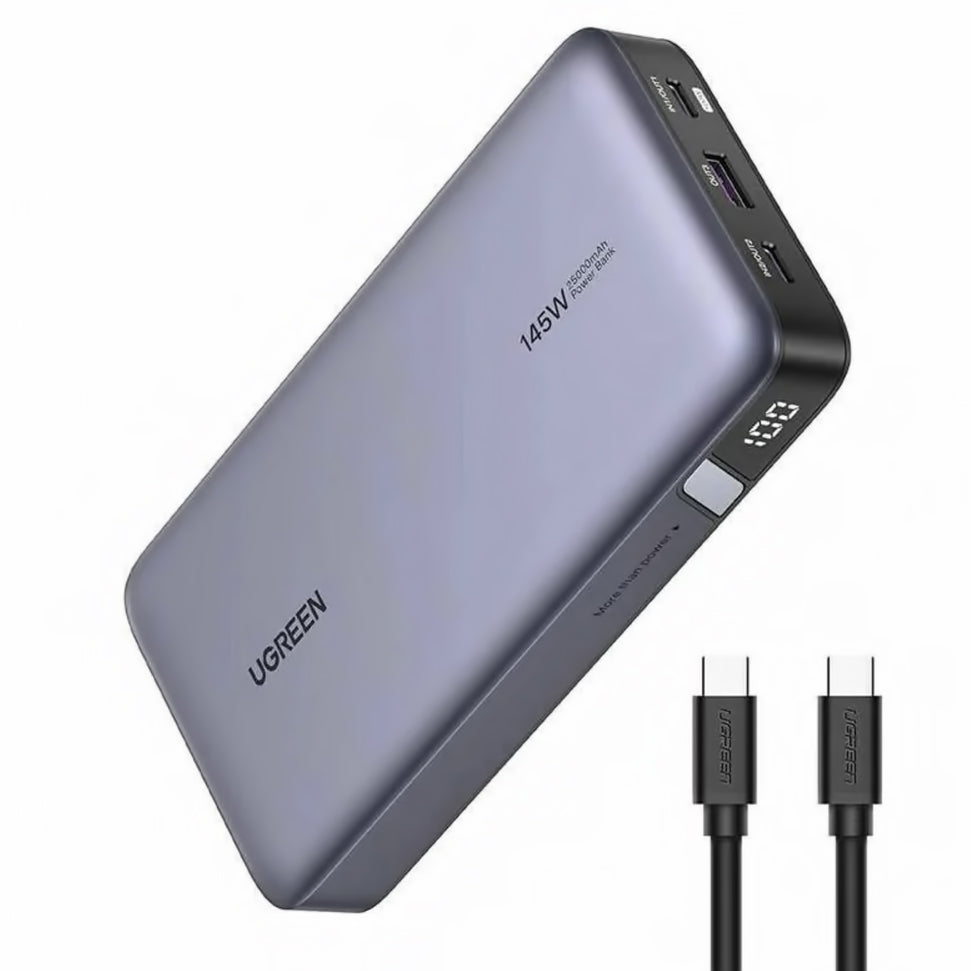 Batterie Externe UGREEN PB205, 25000mAh, 145W, QC + PD, 1 x USB-A - 2 x USB-C, Gris