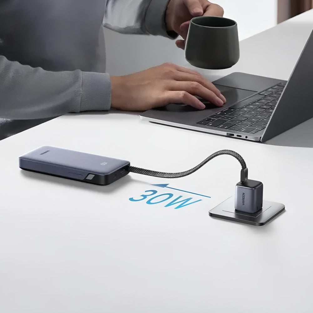 Batterie Externe UGREEN PB528 (55985B), 20000mAh, 30W, QC + PD, 1 x USB-A - 3 x USB-C, Gris