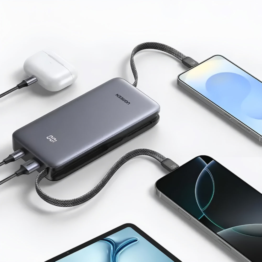 Batterie Externe UGREEN PB528 (55985B), 20000mAh, 30W, QC + PD, 1 x USB-A - 3 x USB-C, Gris